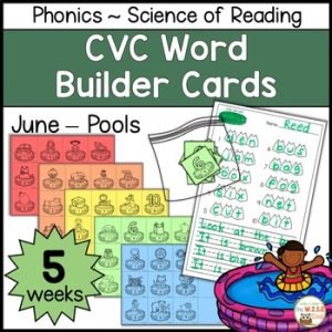 CVC Builder Pools and Summer Word Work Phonics Science of Reading Center June