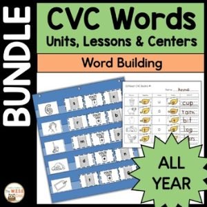CVC Words for Kindergarten Phonics Science of Reading Centers Word Work & Rimes