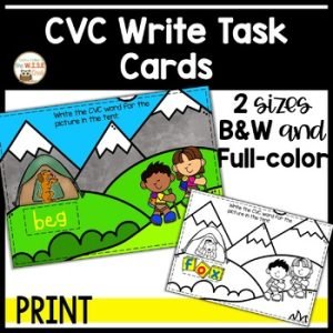 CVC Writing Word Building Task Cards Science of Reading Phonics Centers