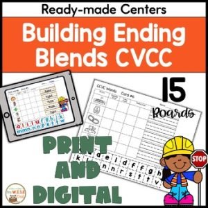 CVCC Building Ending Blends Activities Ready-made Centers Multi-Sensory