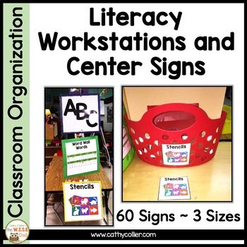 Center Signs for Literacy Workstations Classroom Literacy Centers Posters