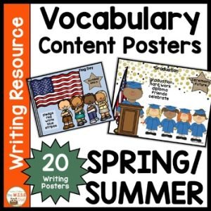 Content Vocabulary Posters for K & 1st Grade Writing Center SPRING SUMMER