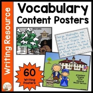 Content Vocabulary Posters for Kindergarten & 1st Grade Writing YEAR BUNDLE