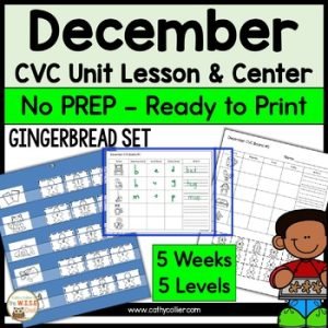 December CVC Unit Lessons, Activities & Center | Multi-Sensory Word Work