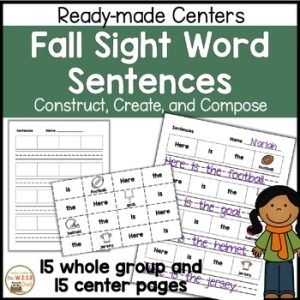 Fall Sight Word Writing Fluency Sentences Word Order Centers Whole Group