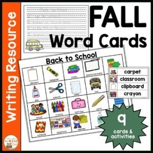 Fall Word Cards & Vocabulary Writing Center Independent Work Stations Activities