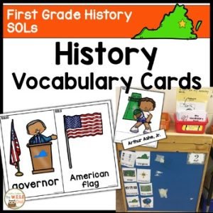 First Grade History & Social Studies Vocabulary Virginia SOLs Cards & Journals