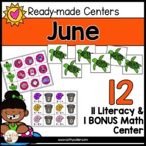 June Literacy Centers Kindergarten & 1st Grade SUMMER Stations Vowels Writing
