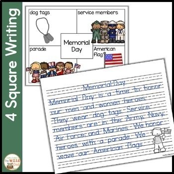 Memorial Day Activities for Writing and Word Work Phonics 4 Square - Image 3